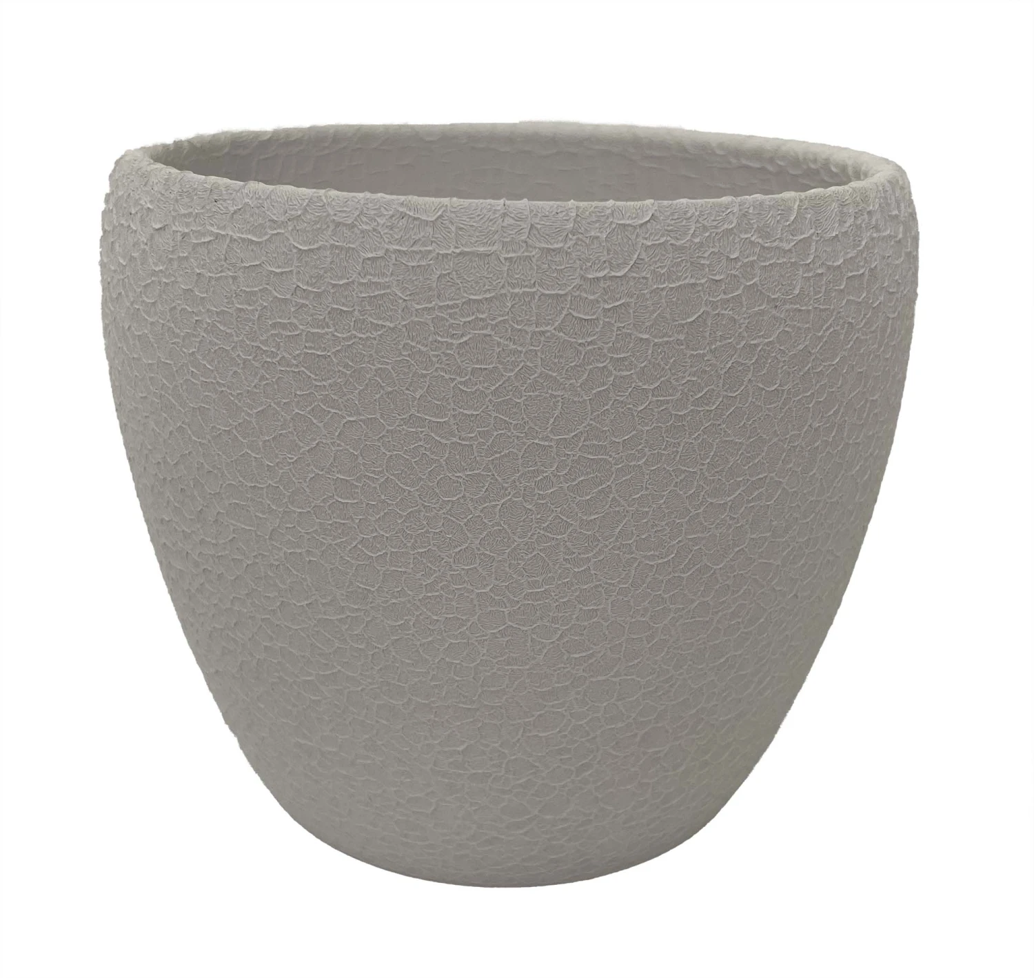 White Lizard Textured Round Ceramic Pot - 6" X 5.25" 2 White Lizard Textured Round Ceramic Pot - 6" X 5.25"