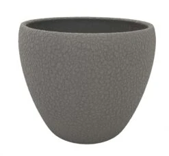 Grey Lizard Textured Round Ceramic Pot - 6" X 5.25"