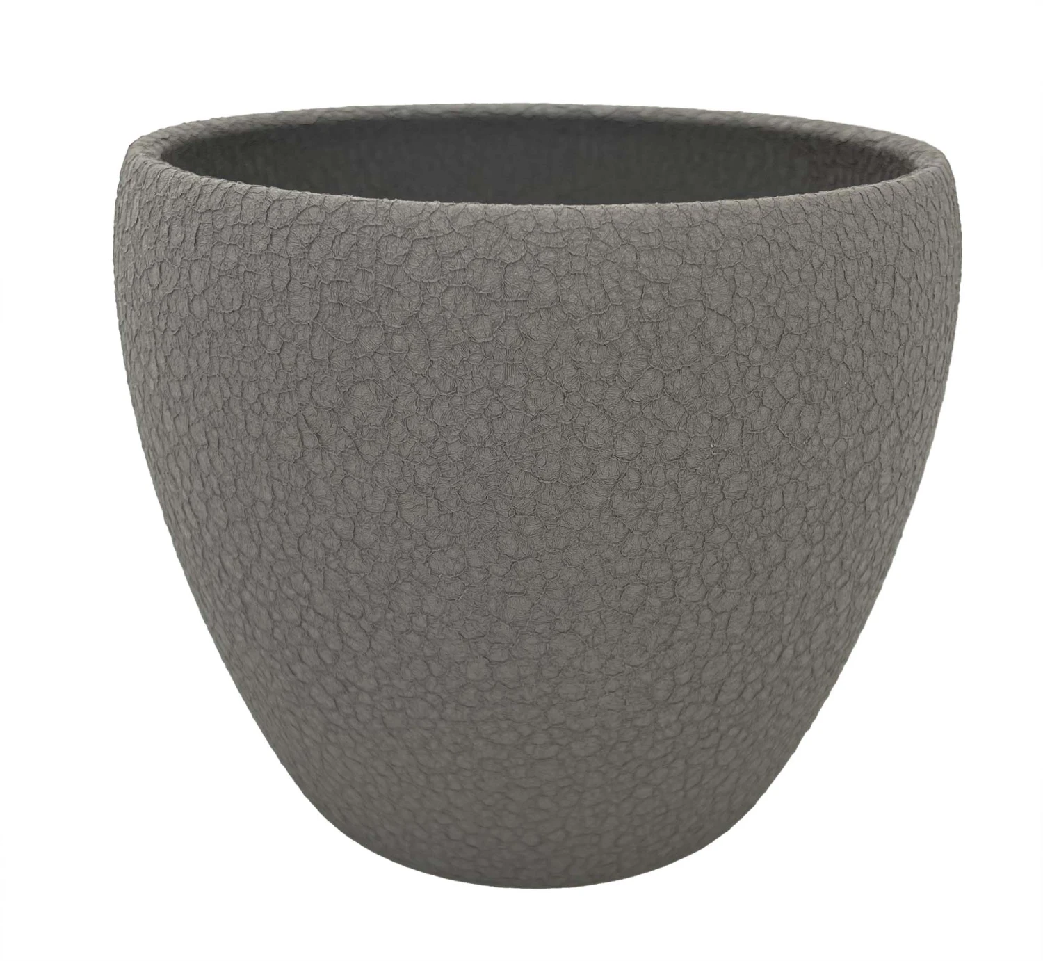 Grey Lizard Textured Round Ceramic Pot - 6" X 5.25" 3 Grey Lizard Textured Round Ceramic Pot - 6" X 5.25"