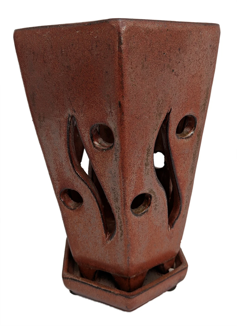 High Style Ceramic Orchid Pot/Saucer - 6 1/8" X 8" - Copper 3 High Style Ceramic Orchid Pot/Saucer - 6 1/8" X 8" - Copper