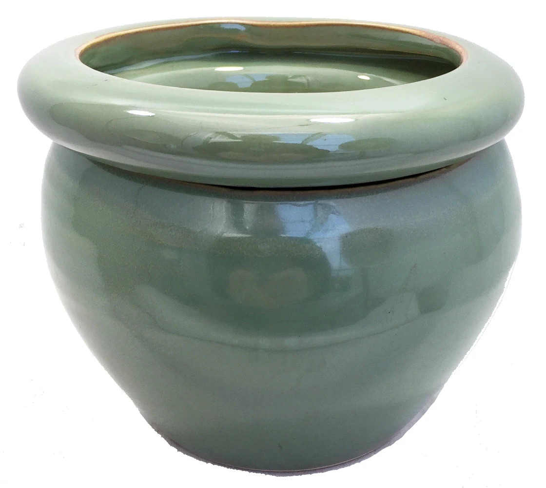 Round Self Watering Glazed Ceramic Pot - Jade - 6 1/4 X 4 3/4" 3 Round Self Watering Glazed Ceramic Pot - Jade - 6 1/4 X 4 3/4"