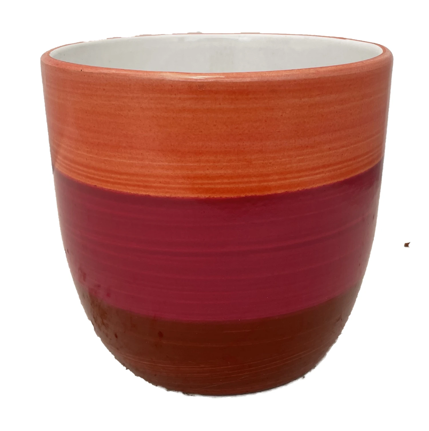 Bright Stripes Ceramic Cup Pot - Orange/Pink/Red - 5.5 X 5.5" 3 Bright Stripes Ceramic Cup Pot - Orange/Pink/Red - 5.5 X 5.5"