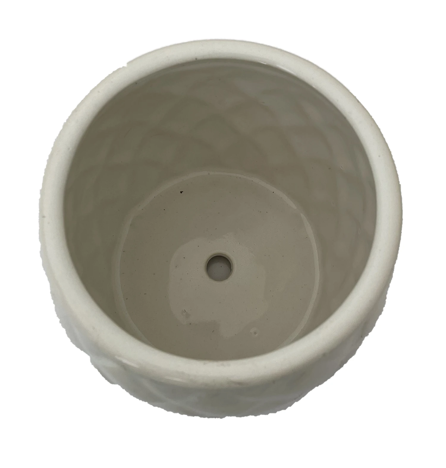 Camilia Ceramic Pot With Attached Saucer - 6" X 5" - Alabaster 4 Camilia Ceramic Pot With Attached Saucer - 6" X 5" - Alabaster - Image 2