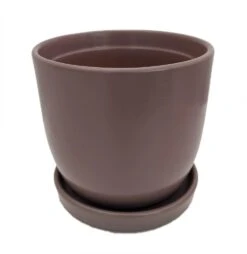 Chatham Egg Pot With Attached Saucer - Matte Lavender - 5.5" X 5"