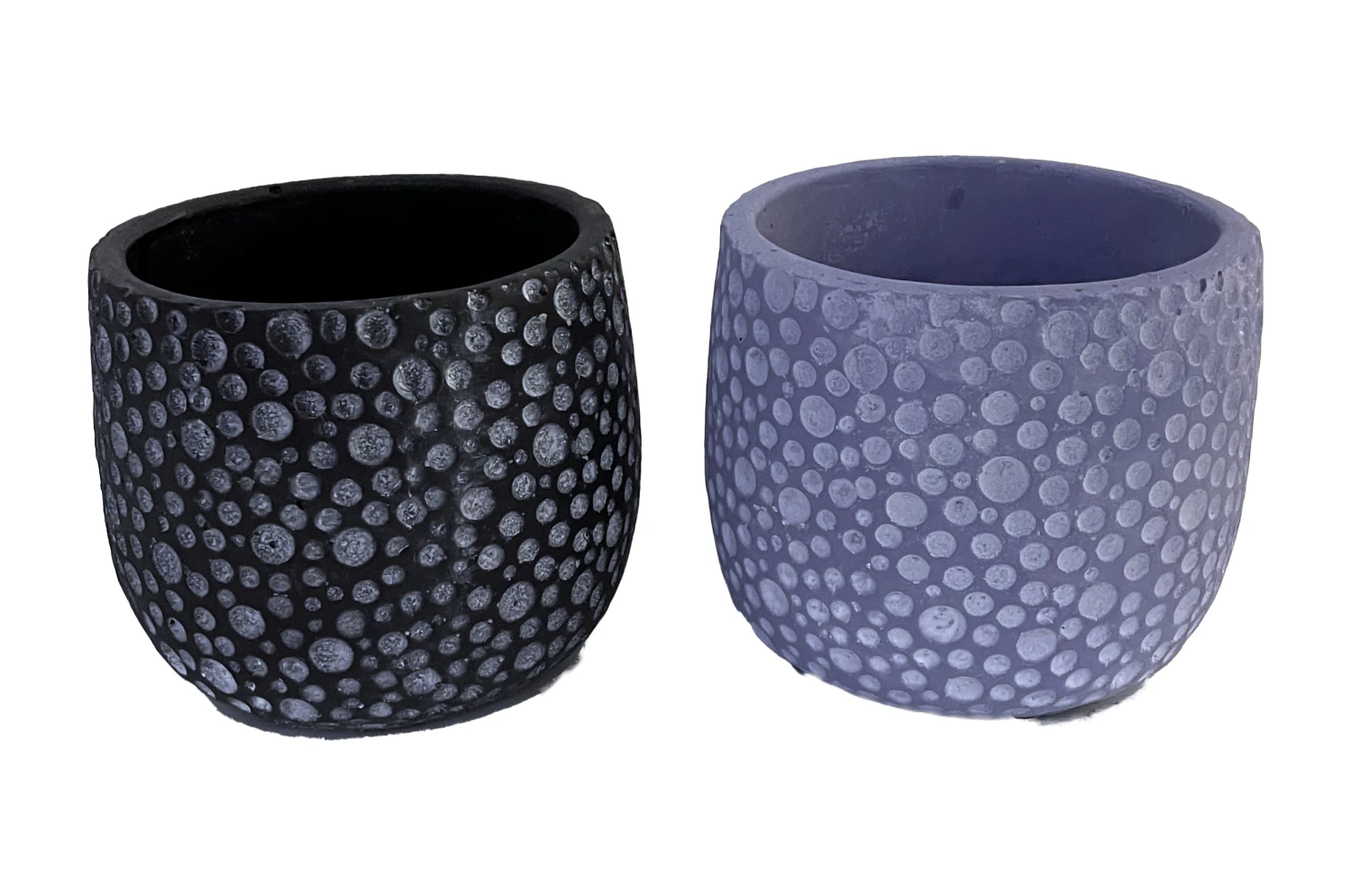 Double Bubbles Caprise Cement Planters - 4.25" X 4" - Two Pack- 1 Black And 1 Blue 3 Double Bubbles Caprise Cement Planters - 4.25" X 4" - Two Pack- 1 Black And 1 Blue