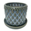 Diamond Green Ceramic Pot With Attached Saucer - 4.5" X 4.25" 2 Diamond Green Ceramic Pot With Attached Saucer - 4.5" X 4.25" -Cheap Plants Store diamondgreen 91812.1655476570