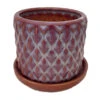 Diamond Red Ceramic Pot With Attached Saucer - 4.5" X 4.25" 1 Diamond Red Ceramic Pot With Attached Saucer - 4.5" X 4.25" -Cheap Plants Store diamondred 53390.1655476571