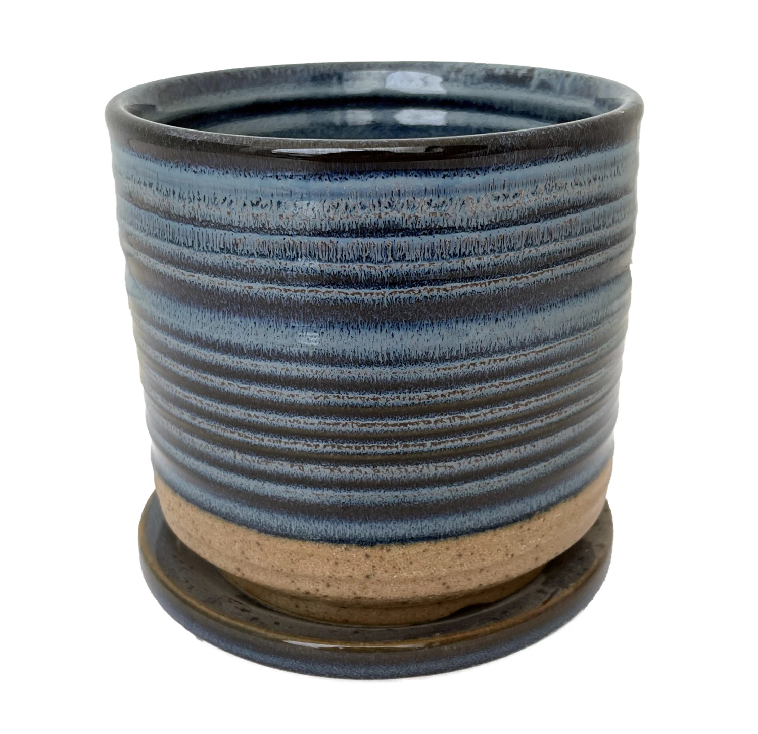 Ellora Ceramic Planter With Attached Saucer - Sapphire - 4.5" X 4.25" 3 Ellora Ceramic Planter With Attached Saucer - Sapphire - 4.5" X 4.25"