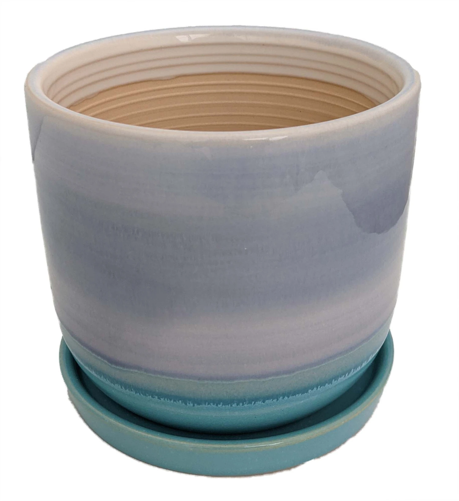 Horizon Dusk Ceramic Pot With Attached Saucer - 5.5" X 4.75" 3 Horizon Dusk Ceramic Pot With Attached Saucer - 5.5" X 4.75"