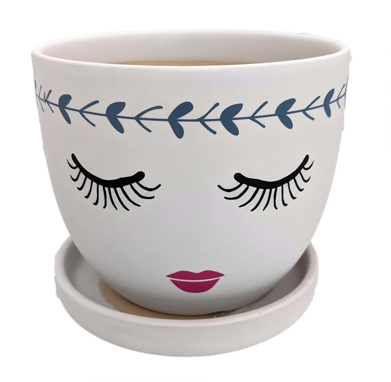 Miss Priss Ceramic Face Pot With Attached Saucer - Mascara - 5" X 4.25" 3 Miss Priss Ceramic Face Pot With Attached Saucer - Mascara - 5" X 4.25"