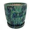 Morrocroft Ceramic Egg Pot With Attached Saucer - 5.25" X 5" - Turquoise Leaf 2 Morrocroft Ceramic Egg Pot With Attached Saucer - 5.25" X 5" - Turquoise Leaf -Cheap Plants Store morrocroftleafturq 00133.1603488065