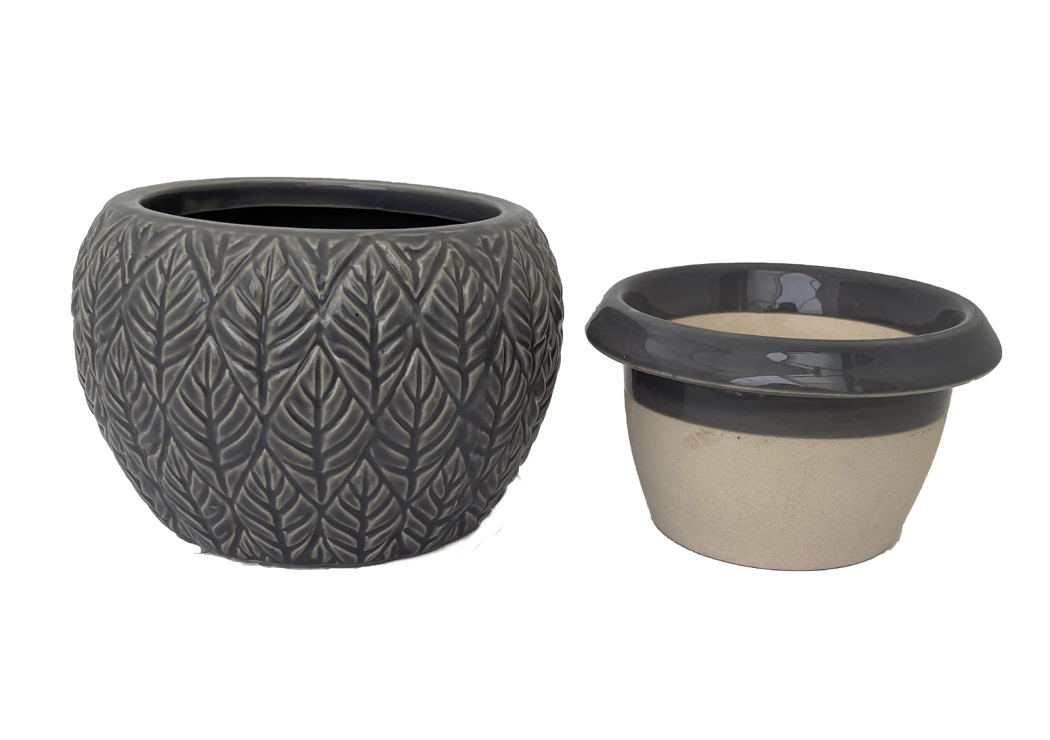 Sherborn Self Watering Glazed Ceramic Pot - Titanium - 5.25 X 4.25" 4 Sherborn Self Watering Glazed Ceramic Pot - Titanium - 5.25 X 4.25" - Image 2