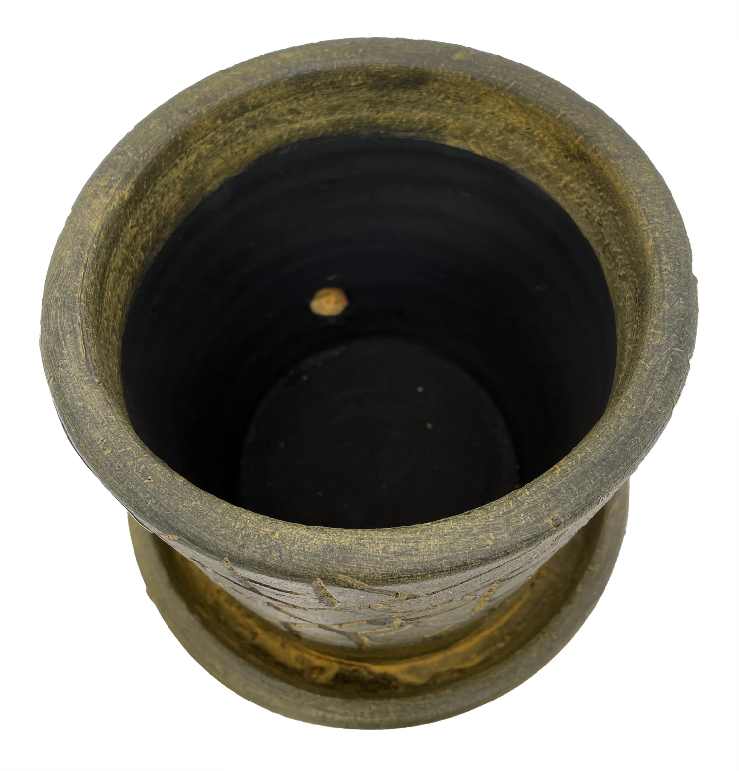 Rustic Thai Garden Green Ceramic Pot With Attached Saucer - 6" X 6" 4 Rustic Thai Garden Green Ceramic Pot With Attached Saucer - 6" X 6" - Image 2